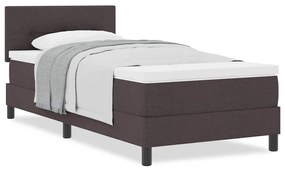 Cama Box com Colchão Castanho Escuro 100x200 cm Tecido