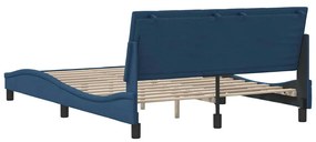 Estrutura de cama sem colchão 140x190 cm tecido azul