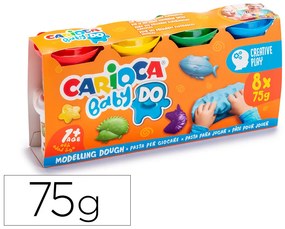 Pasta de Modelar Carioca Baby Dough Frasco 75 G Set de 8 Cores Sortidas