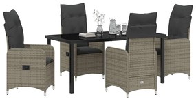 Conjunto de Jantar para Jardim 5 Peças com Almofadas em Rattan Sintéti