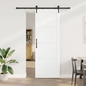 Porta Deslizante vidaXL com Conjunto de Hardware Branco 83x232 cm Madeira Sólida de Pinho