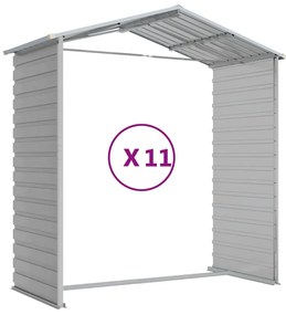 Abrigo de jardim 191x980x198 cm aço galvanizado cinzento-claro