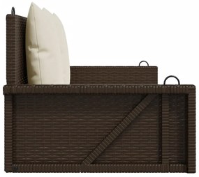 Banco baloiço com almofadões 119x56x48 cm vime PE castanho