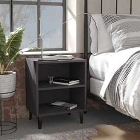 vidaXL Mesa de cabeceira c/ pernas em metal 40x30x50 cm cinzento