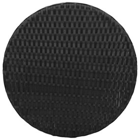 3 pcs conjunto de bistrô com almofadões vime PE preto