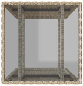 3 pcs conjunto bistrô com almofadões vime PE cinzento claro