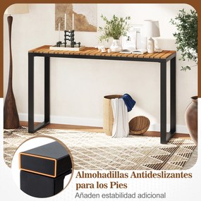 Conjunto de Mesa e Banco de exterior, Tampo de WPC Antiderrapante, Castanho+Preto