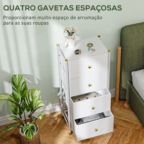 Cómoda para Dormitório Cómoda de Tecido com 4 Gavetas Dobráveis com Fr