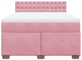 Cama com molas/colchão 140x200 cm veludo rosa-escuro