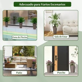 Conjunto de 2 vasos decorativos de 45 cm com cubo interior em plástico, orifícios de drenagem e 2 alças práticas com textura em espiral para jardim Ca