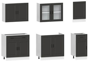 7 peças armário de cozinha conjunto Kalmar preto