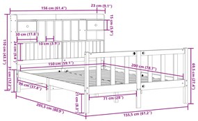 Cama com estante sem colchão 150x200 cm pinho maciço