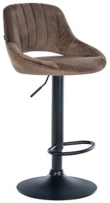 Banco alto Milet em veludo com estrutura preta 85-106 x 47 x 48 cm Castanho