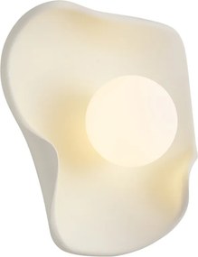 Candeeiro de Parede Japandi Creme com Vidro Branco - Parel