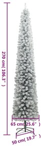 Árvore de Natal fina c/ suporte e flocos de neve 270 cm PVC