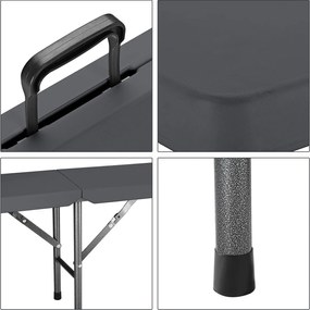 Conjunto de 2 bancos de jardim, campismo dobraveis em plástico 180cm antracite