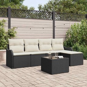 Conjunto de Sofá de Jardim vidaXL de 5 Peças com Almofadas em Rattan Poliéster Marrom