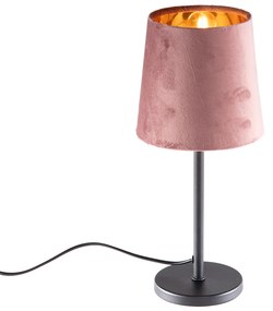 Moderne tafellamp zwart met roze kap - Lakitu Moderno