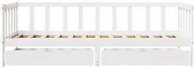 Sofá-cama c/ gavetas 90x200cm madeira de pinho maciça branco