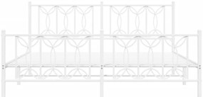 Estrutura de cama com cabeceira e pés 180x200 cm metal branco