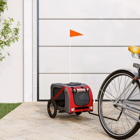 vidaXL Reboque bicicleta animais tecido oxford/ferro vermelho/cinzento