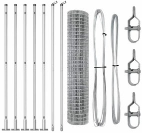 Cerca Euro com 7 postes flangeados 1,6 x 10 m em aço galvanizado