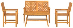Conjunto de Lounge para Jardim de 4 Peças de Madeira Sólida de Acácia
