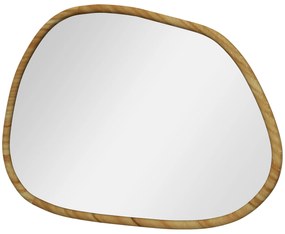 HOMCOM Espelho de Parede Decorativo 70x50cm com Forma Irregular e Moldura de Madeira para Sala Entrada Horizontal ou Vertical Natural | Aosom Portugal
