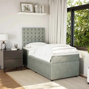 vidaXL Cama com molas/colchão 80x200 cm veludo cinza-claro