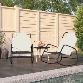vidaXL Espreguiçadeira baloiço 2 pcs aço e textilene cor creme