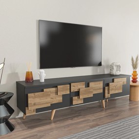 Móvel TV 3D – Antracite e Nogueira – 160 cm x 45 cm x 35 cm