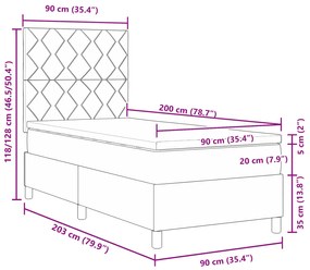 Cama Box com Colchão Verde Escuro 90x200 cm Veludo