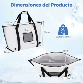 Saco térmico impermeável para peixe com fecho de correr, alça e válvula de drenagem; mantém o gelo durante 24 horas; geleira portátil em PVC, 98 cm Br