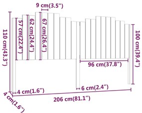 Cabeceira de cama 206x4x110 cm pinho maciço