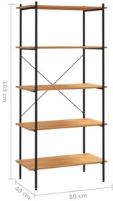 Unidade com 5 prateleiras 80x40x163 cm preto/cor de carvalho