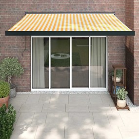 Toldo retrátil 3,5x2,5 m tecido e alumínio amarelo e branco