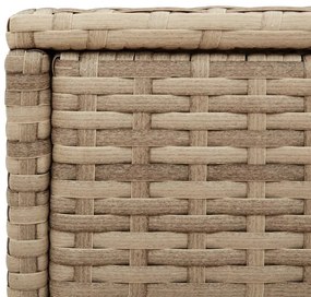 Mesa de apoio jardim c/ tampo vidro 58x27,5x55 cm vime PE bege