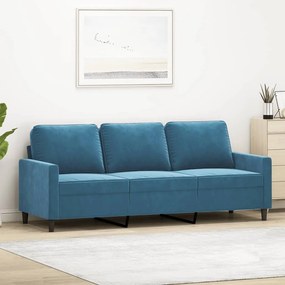 vidaXL Sofá de 3 lugares 180 cm veludo azul