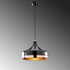 Candeeiro de Teto Yildo – Preto e Cobre – Diâmetro 36 cm, Altura 122 c