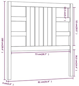 Cabeceira de cama 81x4x100 cm pinho maciço castanho mel