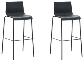 Conjunto de 2 bancos de bar Hoover em plástico e com estrutura preta 43 x 100 x 48 cm Preto