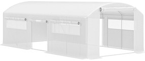Outsunny Estufa tipo Túnel 6x3x2 m Estufa de Exterior com 4 Janelas de Malha Cobertura de PE Anti UV e 3 Portas Enroláveis Branco
