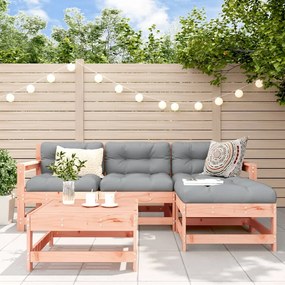 5 pcs conjunto lounge de jardim madeira de douglas maciça
