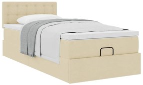 Cama otomana com colchão 100x200 cm tecido creme