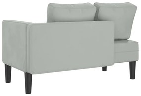 Chaise lounge com almofadões veludo cinzento-claro