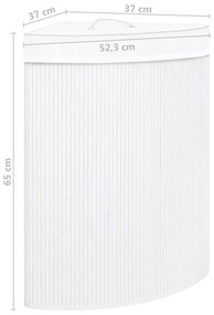 Cesto de canto para roupa suja 60 L bambu branco