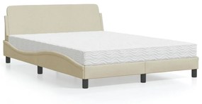 Cama com colchão 120x200 cm tecido cor creme