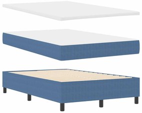 Cama Box Spring com Colchão Azul, 120 x 200 cm, em veludo.