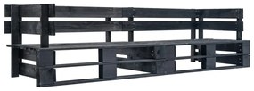 vidaXL Sofá de paletes jardim de 2 lugares madeira preto