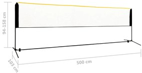 Rede de badmínton ajustável 500x103x94-158 cm metal